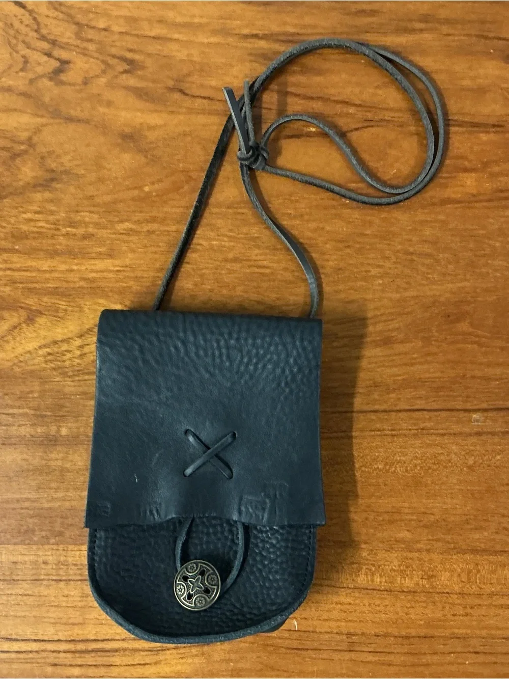 Nativearth Black Handmade Leather Cell Phone Button Belt Pouch